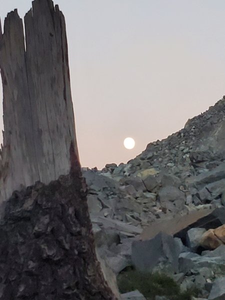 Moon rise from bivy sack - Lake Lois