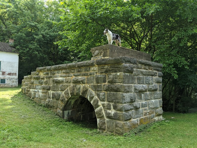 One half of an old bridge to cross the lock. The arch was above a flume where the excess water bypassed the lock.