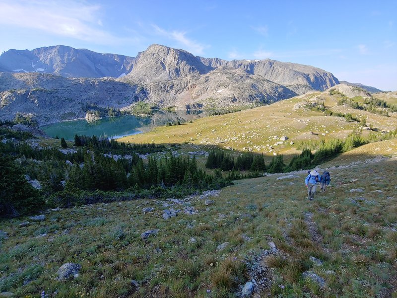 Looking at Lake Elsa from the game trail that takes you over the ridge.