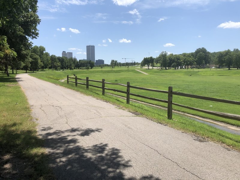 View of downtown Tulsa from the Osage Prairie Trail.