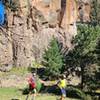 Running below a cool outcropping in Calaveras Canyon.