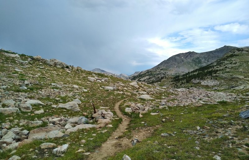 In the alpine, with "weather" coming in, on the CDT/Fremont Trail, the view to the north from Hat Pass.