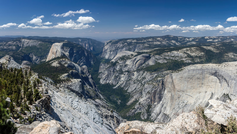 Half Dome and the inverse tunnel view through Yosemite Valley