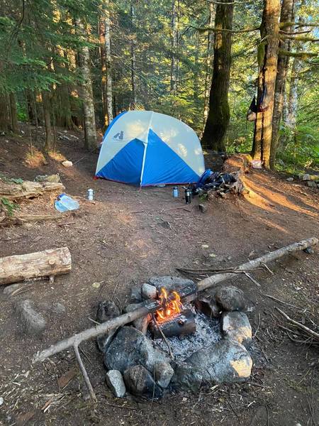 One of the first campsites at Barclay Lake