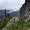 Looking down the trail, just below the saddle.