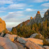 Arch Rock and some of the formations around it. The soft granite in the surrounding area has been scoured by the wind.