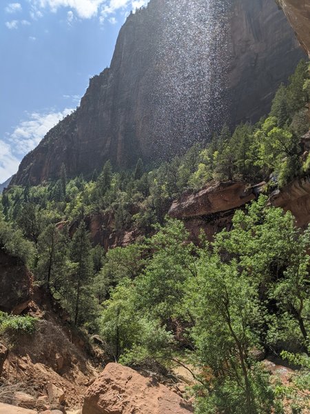 Walk behind falling water, enjoy the cool spray in the summer heat.