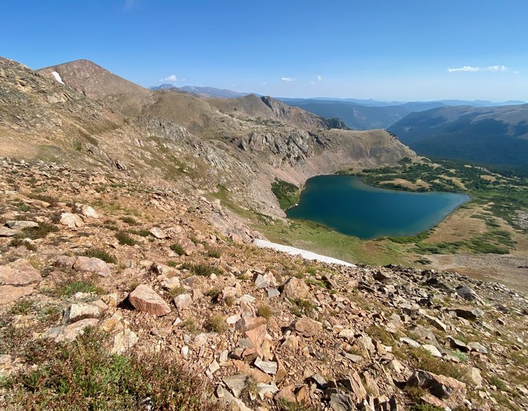 Looking down at Heart Lake