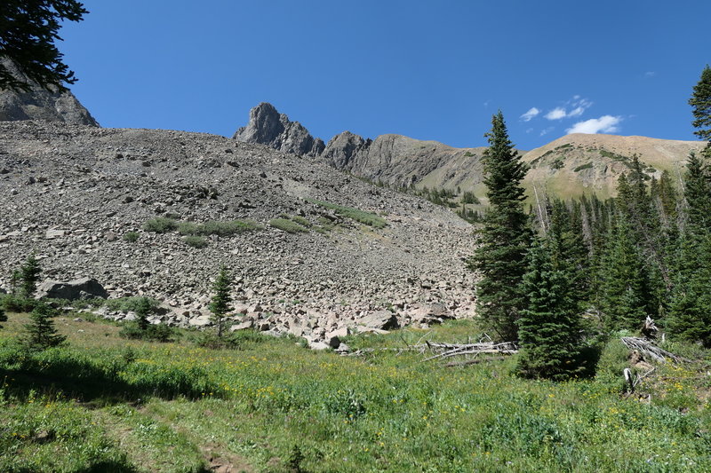 View of Nohku Crags as you come off the steep climb.