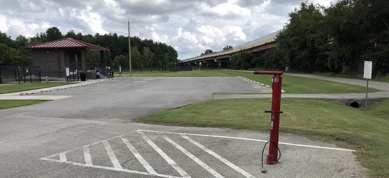 Rose West Dog Park is along the Liberty Trail. A bicycle repair station is provided.