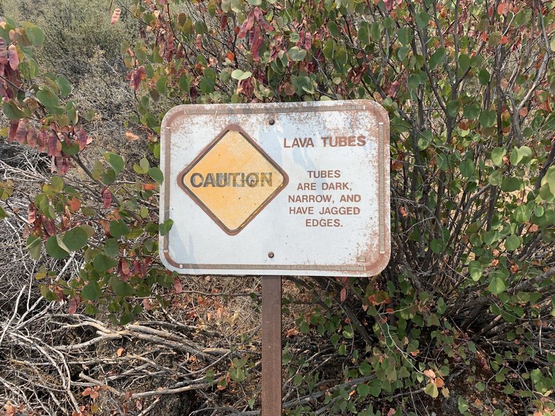 Sign at lava tube.