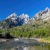 Teewinot Mountain, Mount Owen, and Storm Point across the String Lake outlet