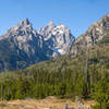 Remnants of snow below Grand Teton can been seen from the Jenny Lake Trail.