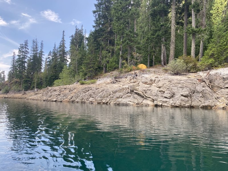 A campsite along Lake Kachess just past the Tiny Island