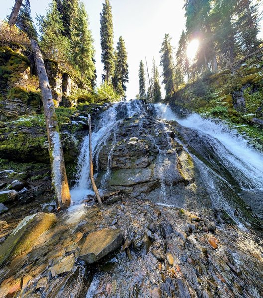 Close-up of the falls in late summer.