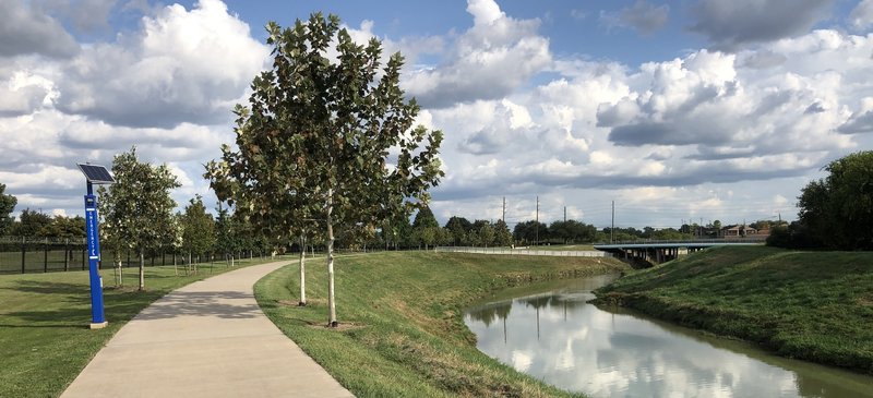 Blue emergency call stations are provided along most of the Westchase District trails.