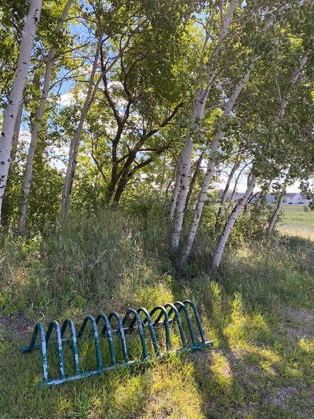 Bike racks are available at the parking lot entrance.