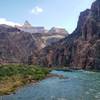 View of a September Colorado River from the Sliver Bridge back over to the River Trail - You can see the black suspension bridge to the east