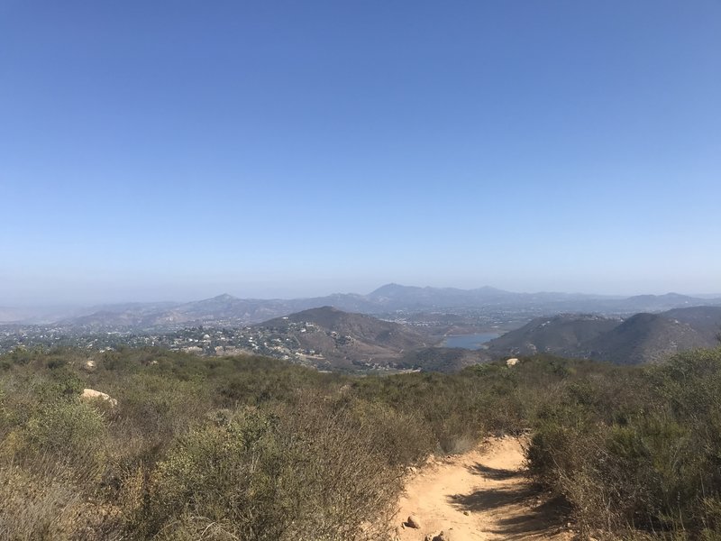 Lake Hodges Overlook Trail, first view of lake