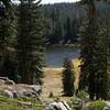 Cold Boiling Lake comes into view as you descend the Bumpass Hell Trail.