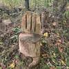 Sweet little chair made from a stump.