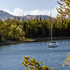 Sailing boat anchored in Colter Bay.