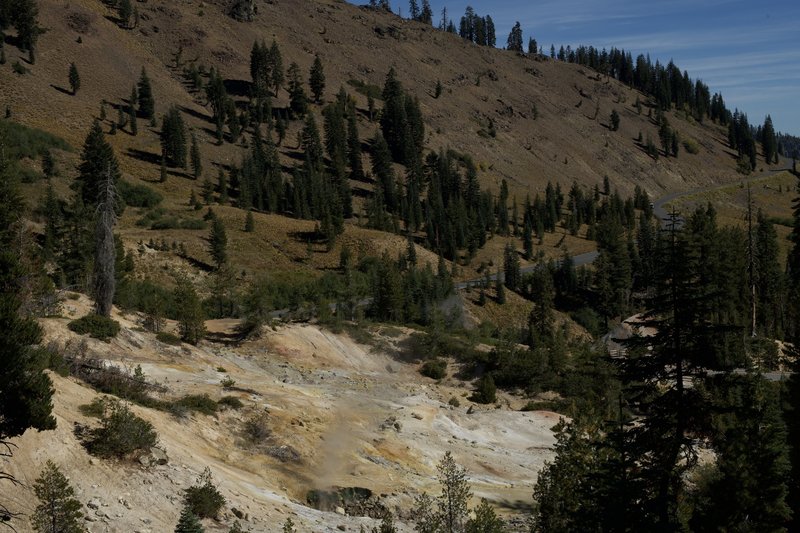 Looking down on the Sulphur Works from the trail.