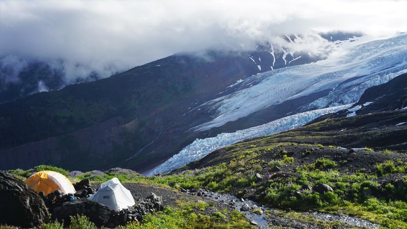 Tents over the Coleman Glacier