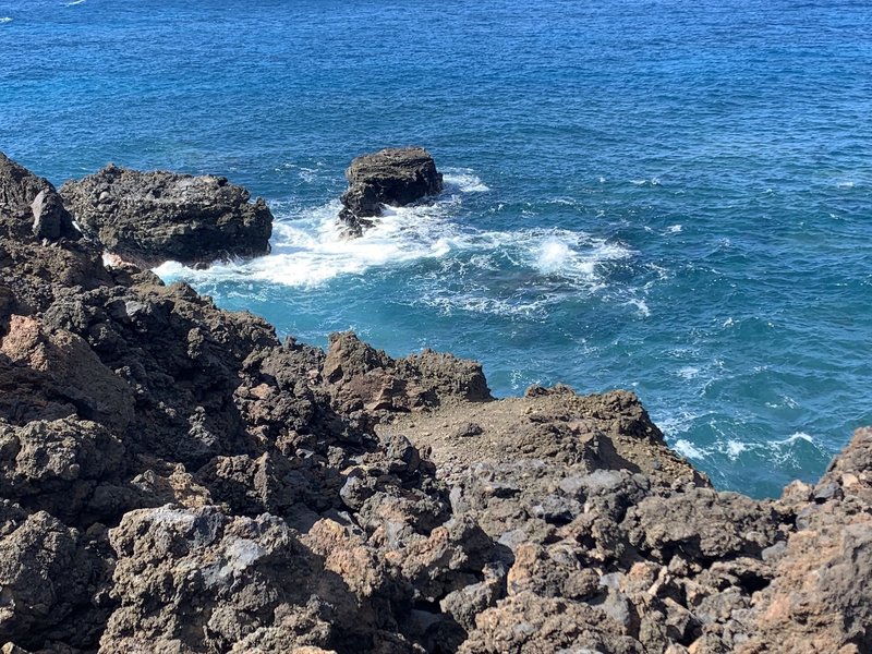 Crashing waves near lookout.