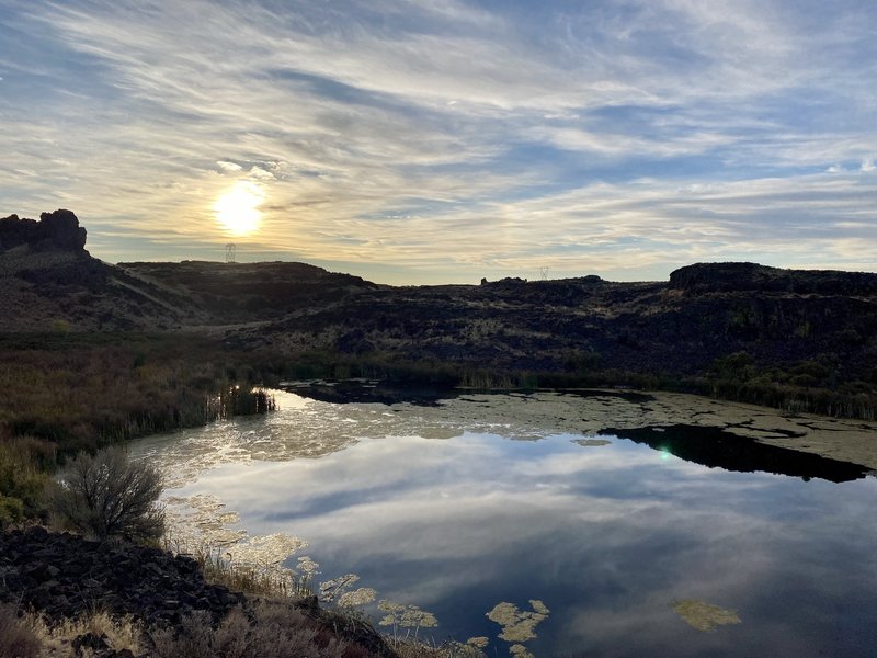 Sunrise over one of the Ancient Lakes.