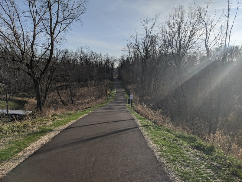 Paved path at the east end of the trail.