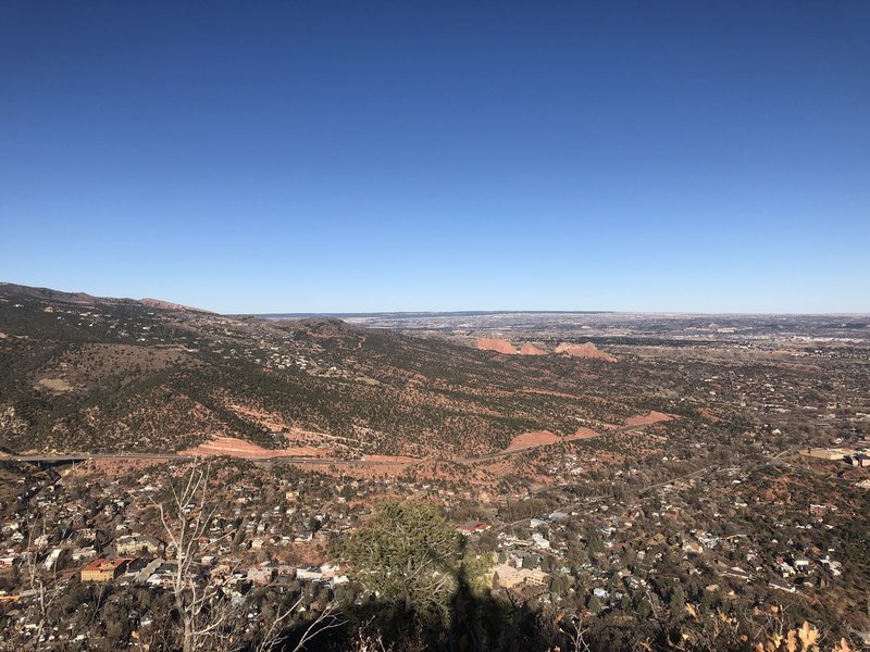 View of Manitou Springs and Garden of the Gods from the summit of Red Mountain