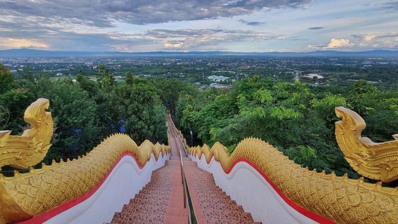 View from the top of Wat Prathat Doi Kham stairs.