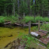 The missing bridge at Twentymile Creek.