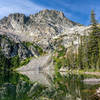 Alpine Lake is almost like a perfect mirror.