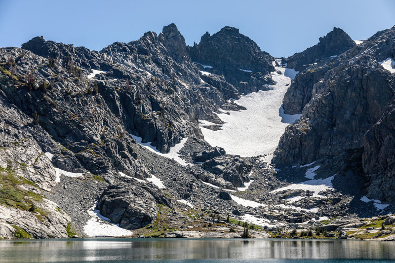 The last remnants of snow just below Iron Mountain.