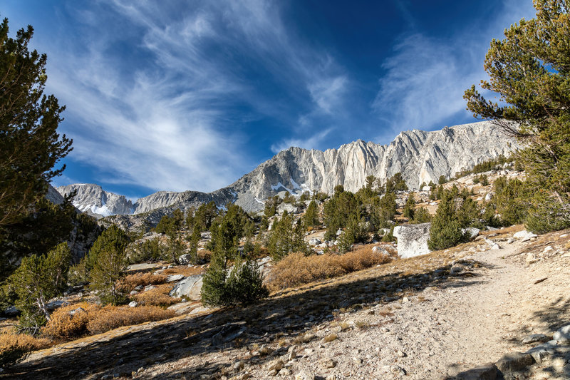 The beginning of the zigzags on Mono Pass Trail past the Ruby Lake junction.