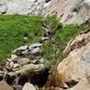 Glacial waterfall feeding Lake Angeline.