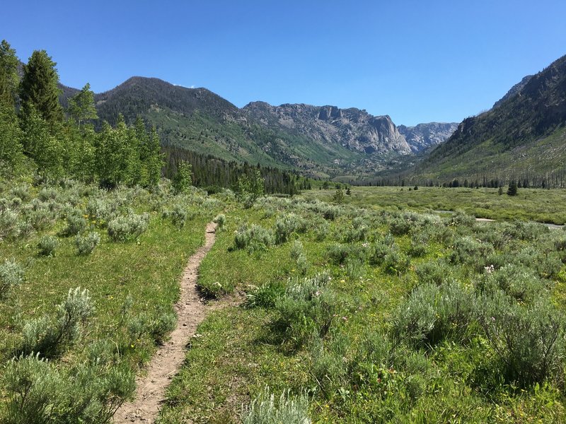 Hiking up into the valley.