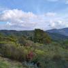 Nearby, are the forested ridges of the Santa Cruz Mountains. In the far distance (left) the ridgeline of the Diablo Range, on the other side of Santa Clara Valley, can be faintly seen. Winter is a beautiful time in these hills.