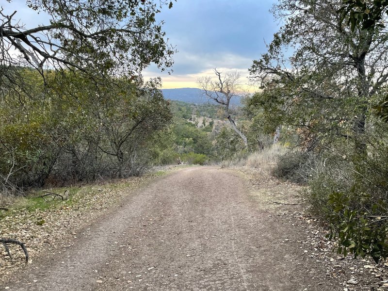 As the trail descends toward the Valley View Trail, you can get views of the mountains and Los Gatos below you.