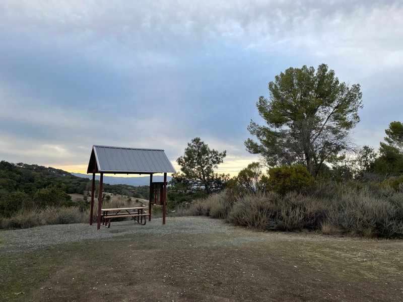 A covered picnic table offers great views and a nice place to grab a bite.