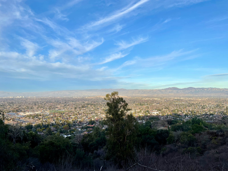 Views like this await you on the Valley View Trail.  You can see Los Gatos in the foreground and San Jose off in the distance.