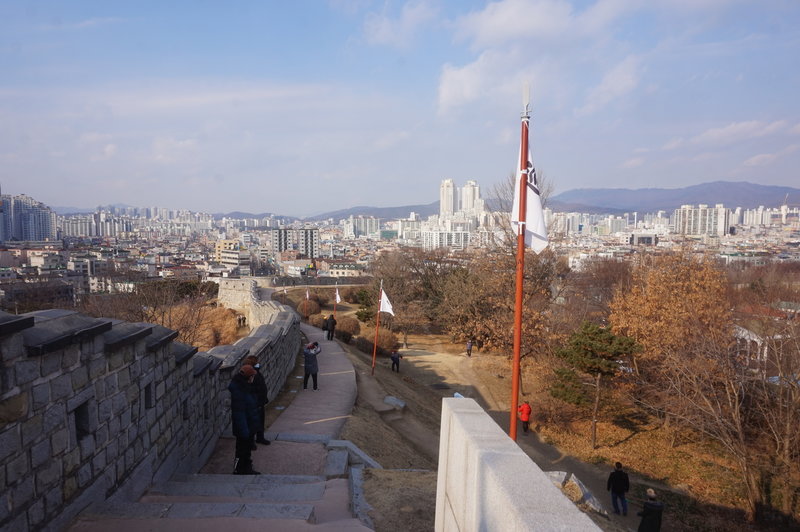 Hwaseong Fortress Loop towards Northwestern Corner Pavilion.