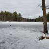 The lake has swollen and frozen.