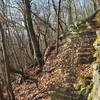 Rock steps and side cut trail along the climb to High Peak.