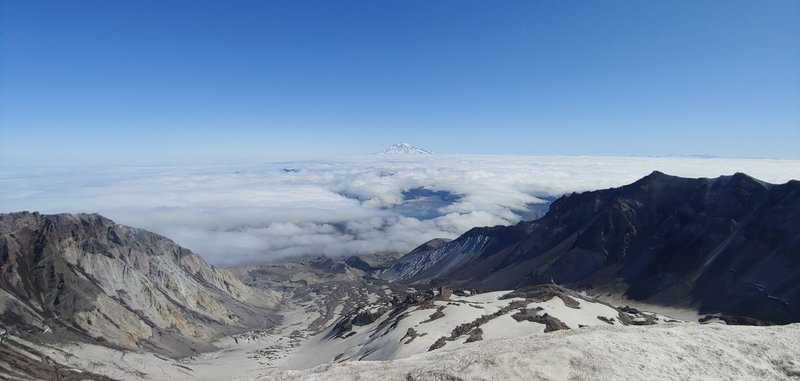 Crater of Mt. St. Helen's with Rainier in the distance