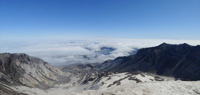 Crater of Mt. St. Helen's with Rainier in the distance