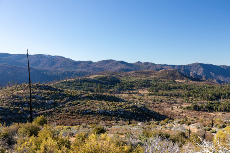 Westerly view across the national park boundary from Old Big Oak Flat Road Trail