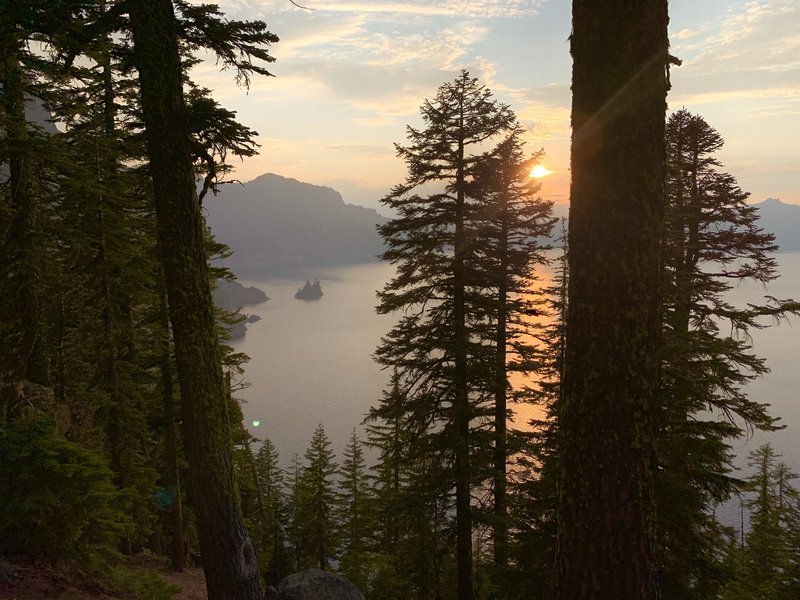 We visited the park in late August during a particularly Smokey summer. The Haze made for some spectacular sunsets. Here is phantom ship as seen from the phantom ship overlook.